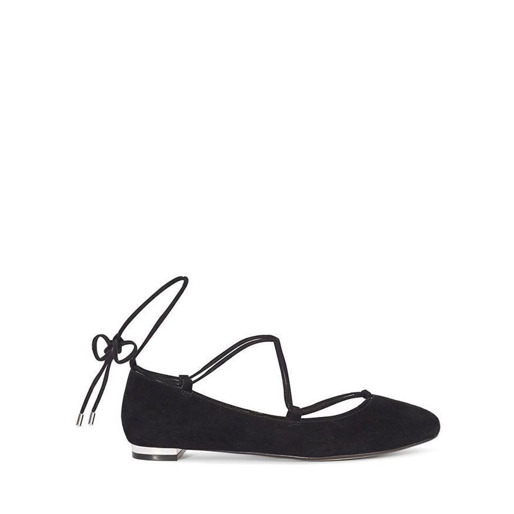 Karen Millen Ballerina Wrap Flats Leather Suede Lace-Up Black 37